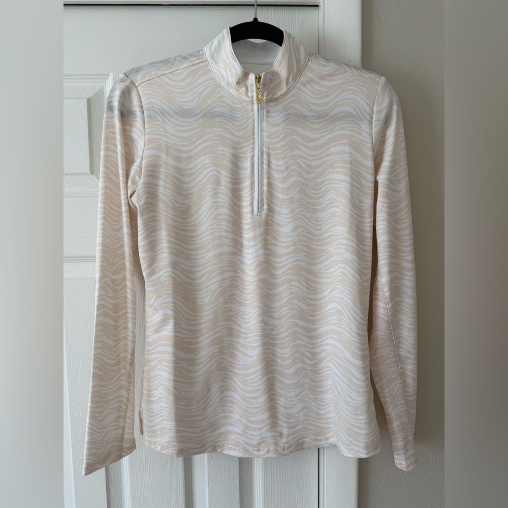 SanSoleil 1/4 Zip Animal Print Mock Long Sleeve Sunshirt size Small